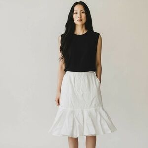 Vintage Midi Trumpet Cream Flared Skirt